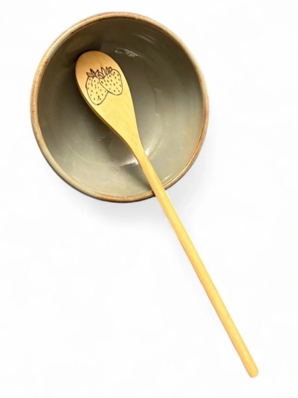 Handmade cottagecore bamboo spoon with wood-burned designs